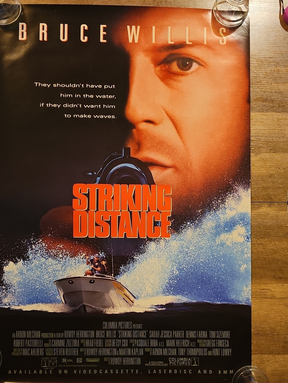 Bruce Willis Striking Distance Movie Poster - Orange/Blue